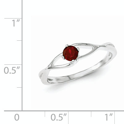Sterling Silver Red Cz Sol Ring (Size 8 Only)