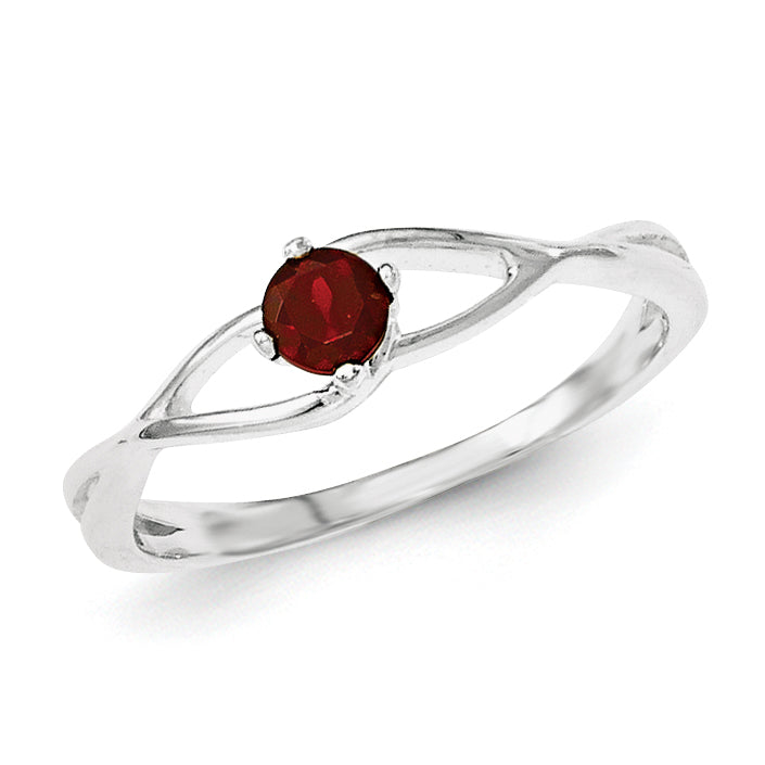 Sterling Silver Red Cz Sol Ring (Size 8 Only)