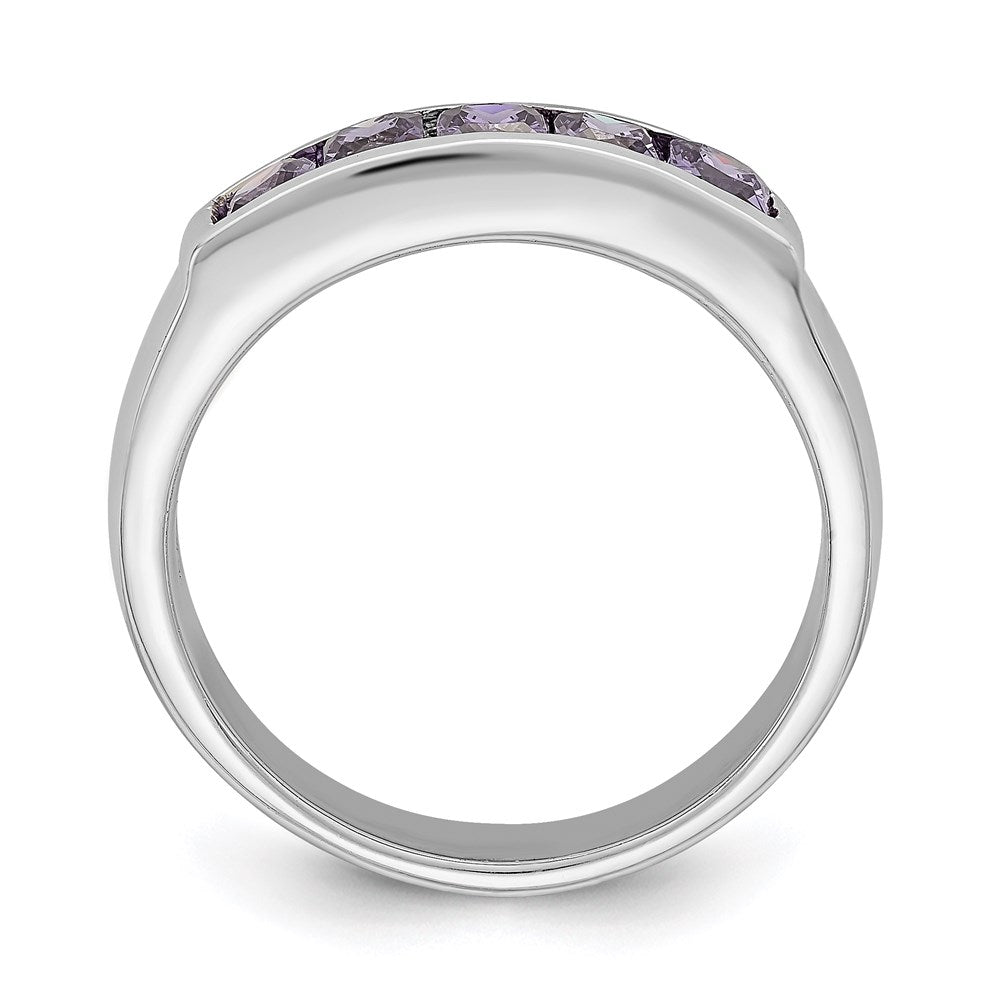 Sterling Silver Polished Purple Cz Ring
