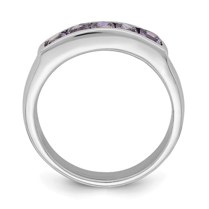 Sterling Silver Polished Purple Cz Ring