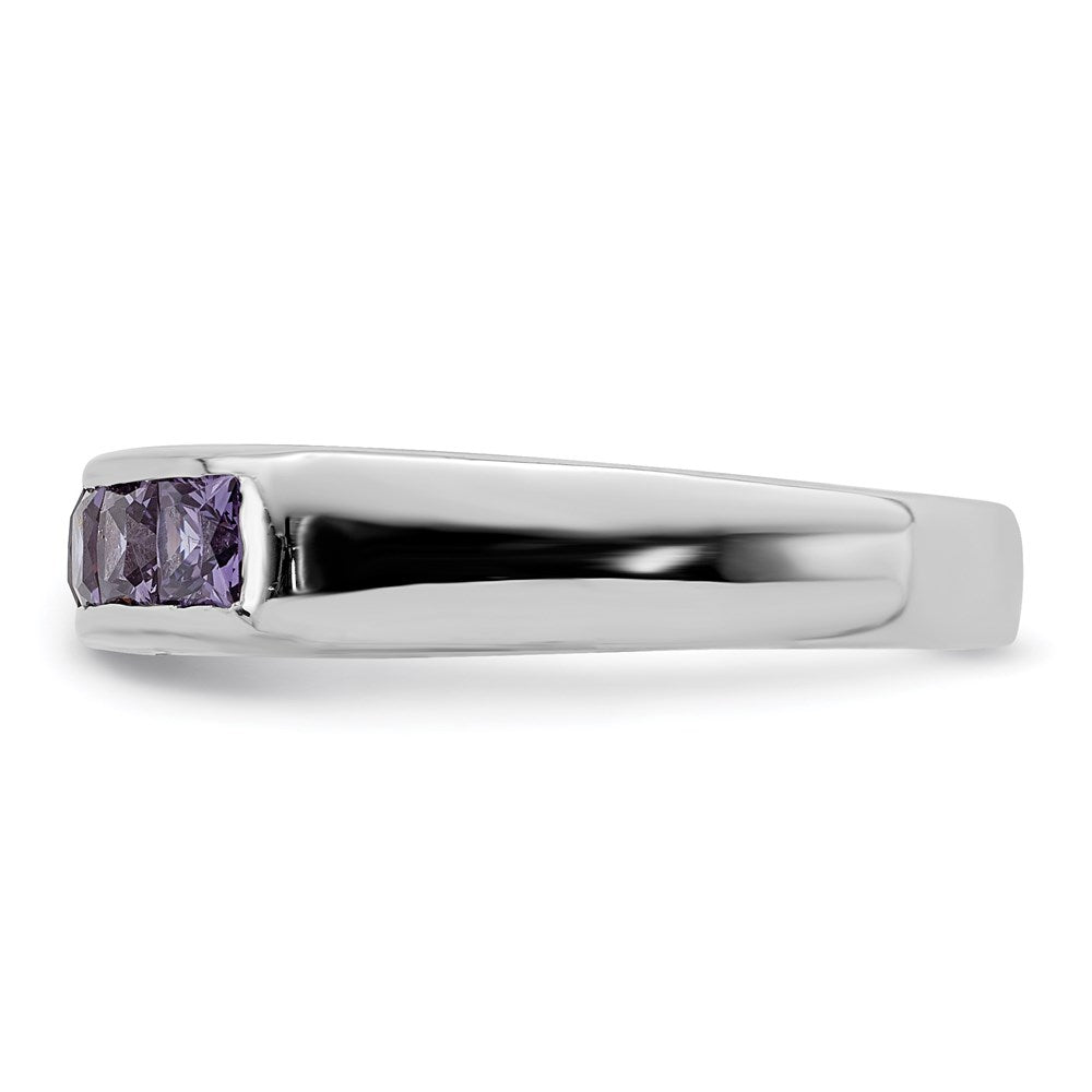Sterling Silver Polished Purple Cz Ring