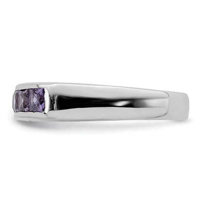 Sterling Silver Polished Purple Cz Ring