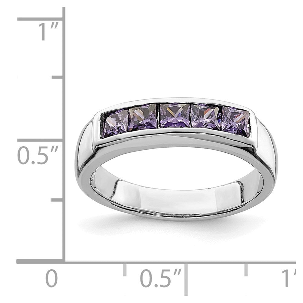 Sterling Silver Polished Purple Cz Ring