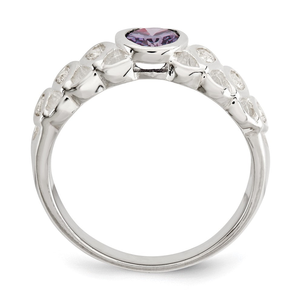 Sterling Silver Purple Cz Oval Ring