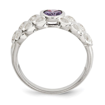 Sterling Silver Purple Cz Oval Ring