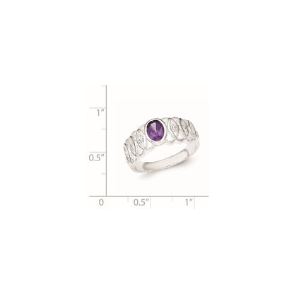 Sterling Silver Purple Cz Oval Ring