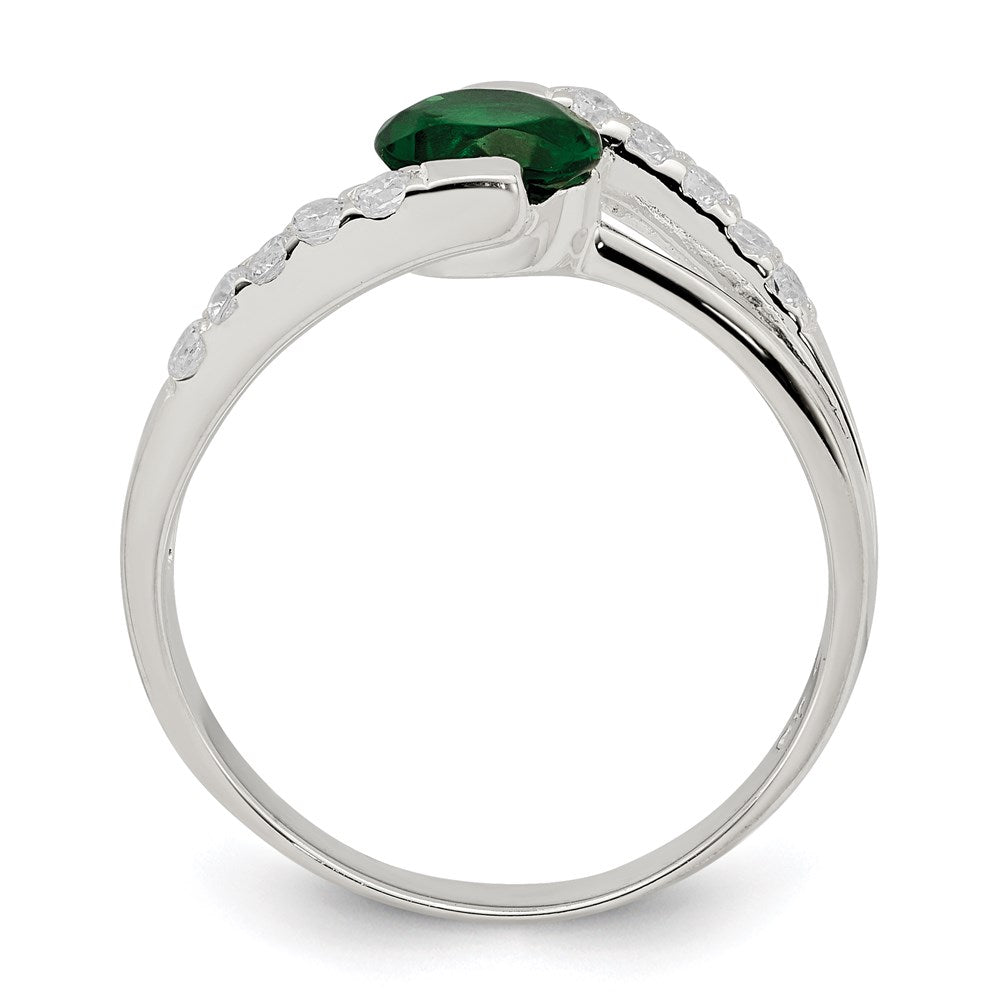 Sterling Silver Green Cz Accents Ring