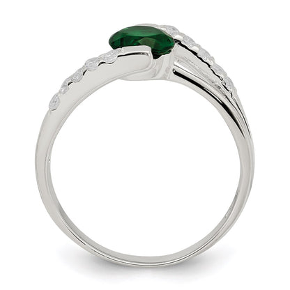 Sterling Silver Green Cz Accents Ring
