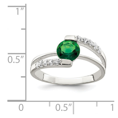 Sterling Silver Green Cz Accents Ring