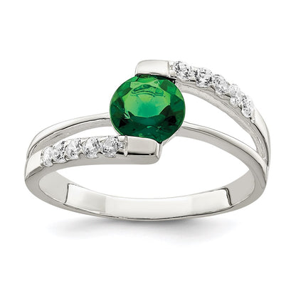 Sterling Silver Green Cz Accents Ring