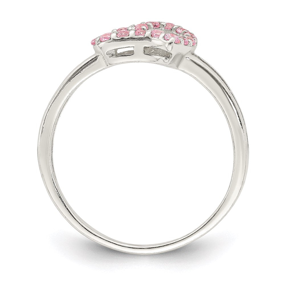 Sterling Silver Polished Pink Cz Heart Ring