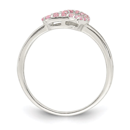 Sterling Silver Polished Pink Cz Heart Ring