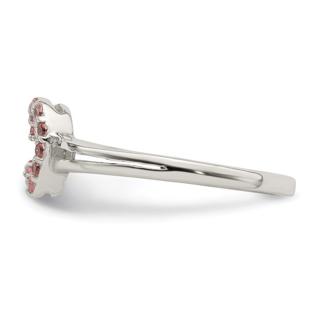Sterling Silver Polished Pink Cz Heart Ring