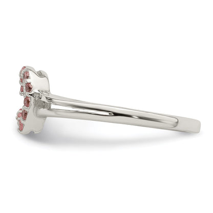 Sterling Silver Polished Pink Cz Heart Ring