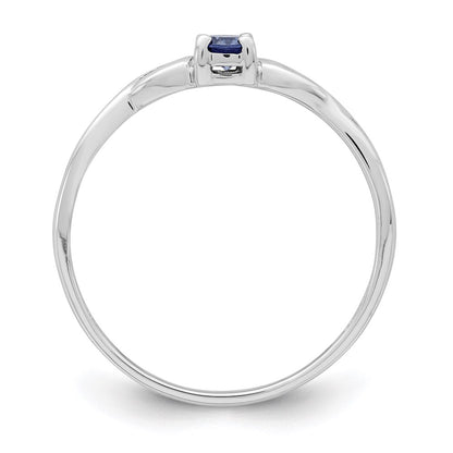 Sterling Silver Rhodium Plated Blue Color & White Cz Ring