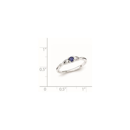 Sterling Silver Rhodium Plated Blue Color & White Cz Ring