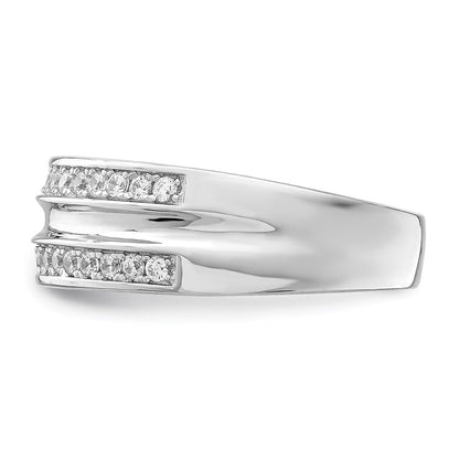 Sterling Silver Rhodium Plated And Cz Ring