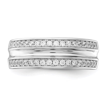 Sterling Silver Rhodium Plated And Cz Ring