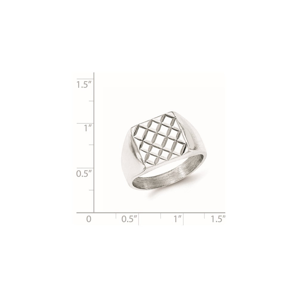 Sterling Silver Polished Diamond Pattern Ring