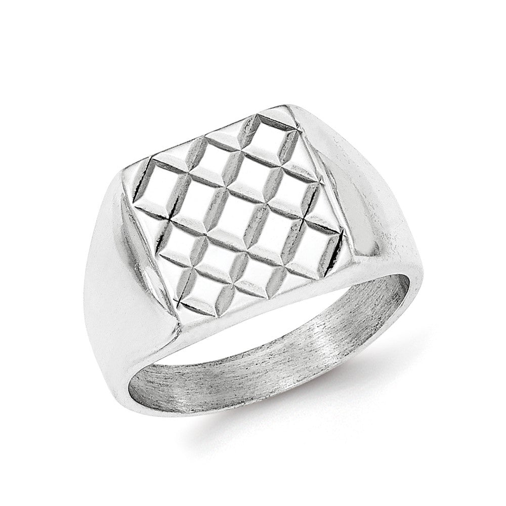 Sterling Silver Polished Diamond Pattern Ring