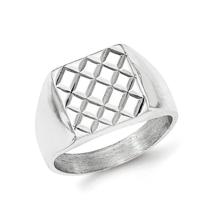 Sterling Silver Polished Diamond Pattern Ring