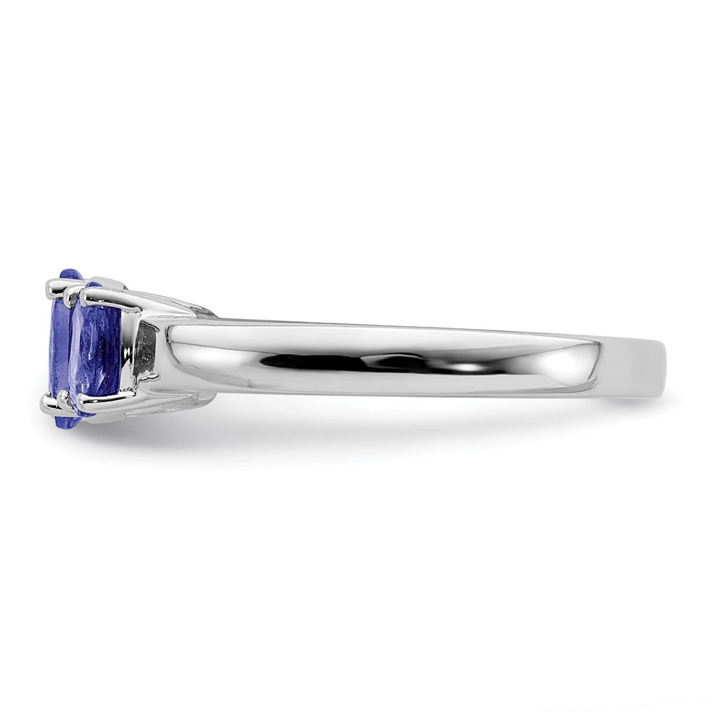 Sterling Silver Rhodium 3 Stone Tanzanite Ring