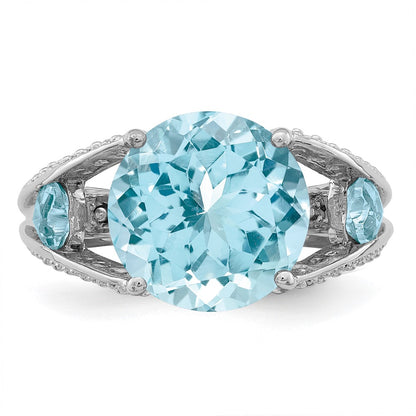 Sterling Silver Rhodium Lt. Swiss Blue Topaz Ring (Size 8 Only)