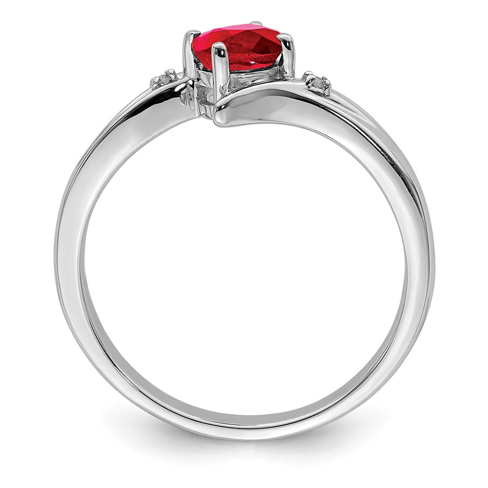 Sterling Silver Rhodium Plated Ruby And Diamond Ring