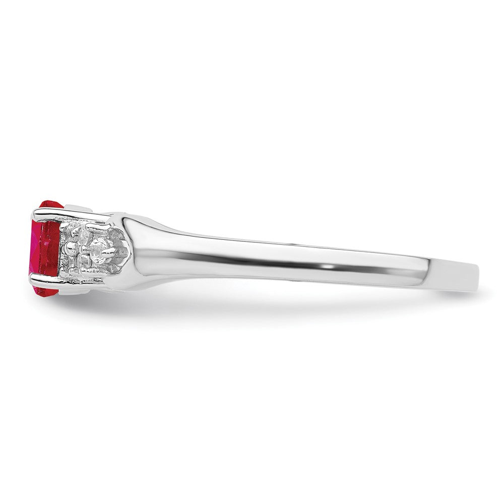 Sterling Silver Rhodium Plated Ruby And White Sapphire Ring