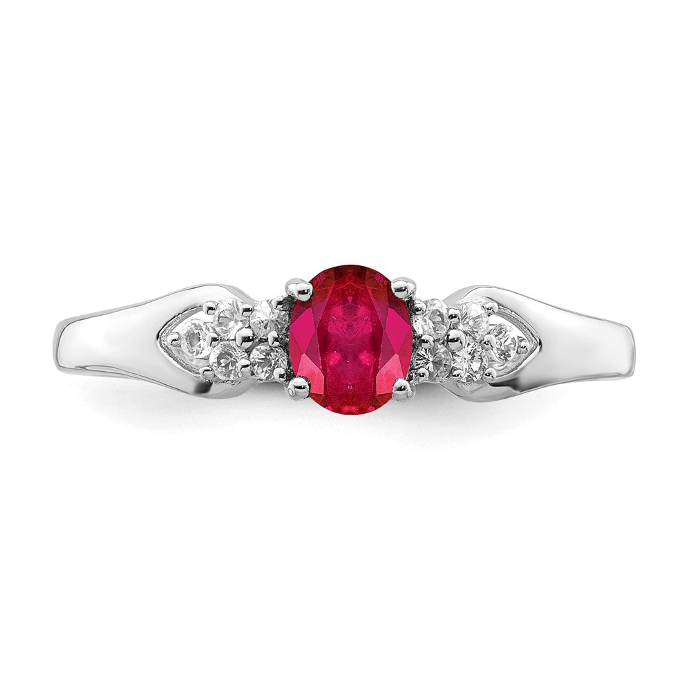 Sterling Silver Rhodium Plated Ruby And White Sapphire Ring