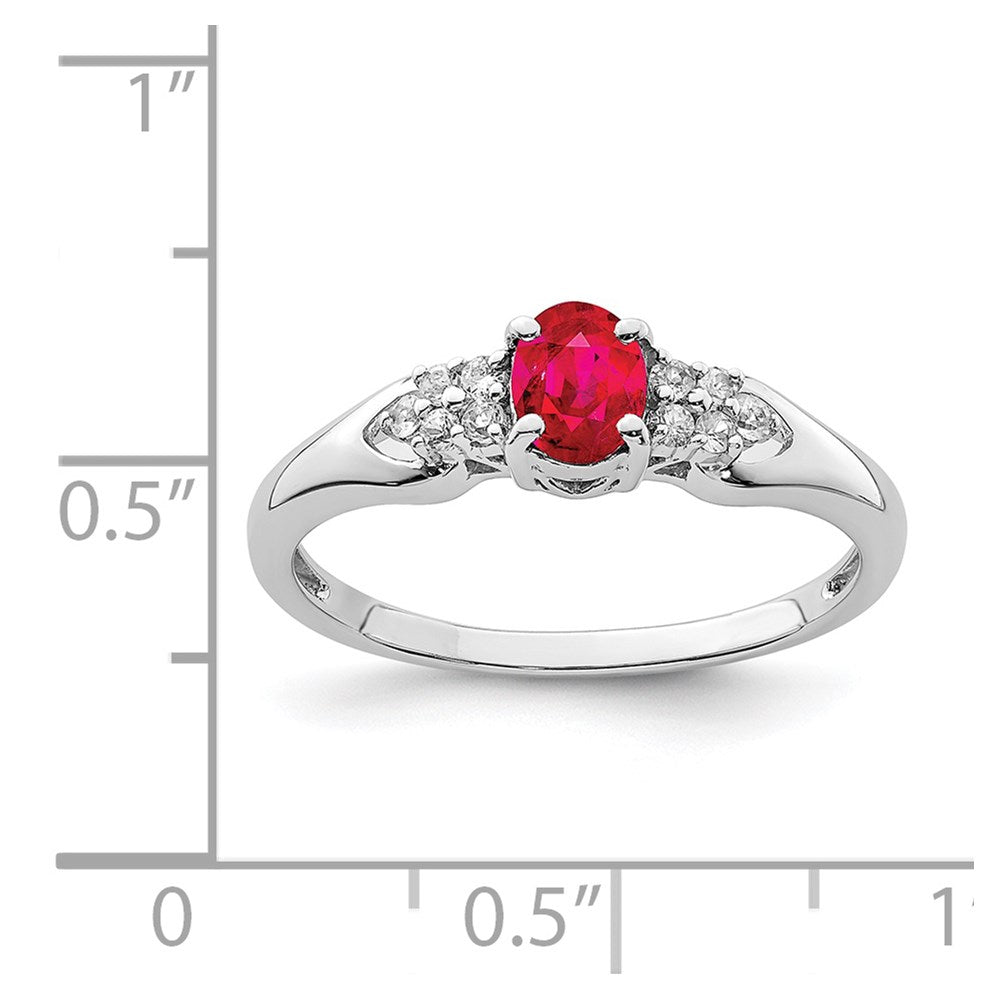 Sterling Silver Rhodium Plated Ruby And White Sapphire Ring