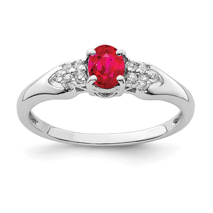 Sterling Silver Rhodium Plated Ruby And White Sapphire Ring