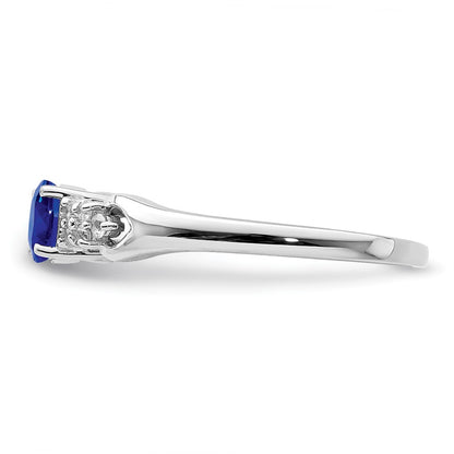 Sterling Silver Rhodium Plated Blue And White Sapphire Ring