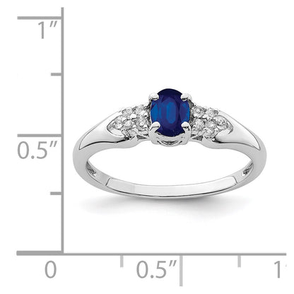 Sterling Silver Rhodium Plated Blue And White Sapphire Ring