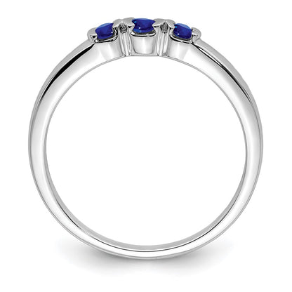 Sterling Silver Rhodium Plated Polished Sapphire Ring