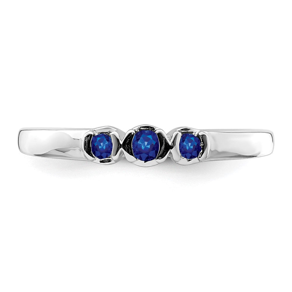 Sterling Silver Rhodium Plated Polished Sapphire Ring