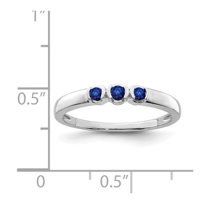 Sterling Silver Rhodium Plated Polished Sapphire Ring