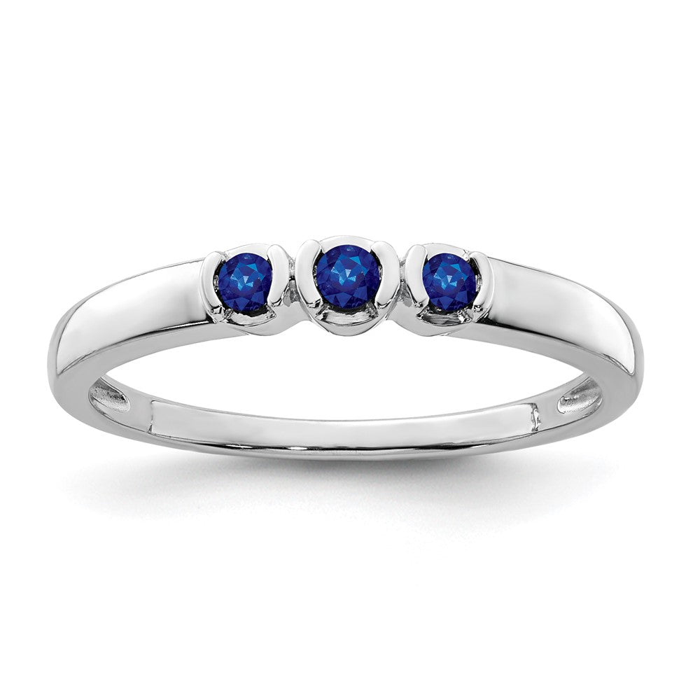 Sterling Silver Rhodium Plated Polished Sapphire Ring