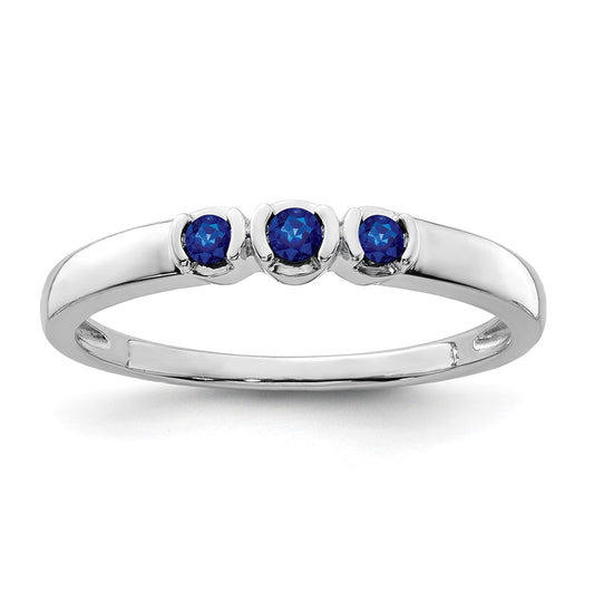 Sterling Silver Rhodium Plated Polished Sapphire Ring