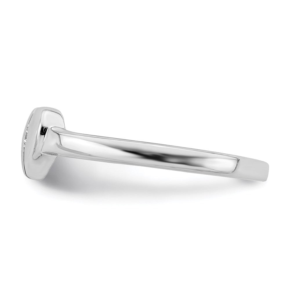 Sterling Silver Polished & Satin Cz Heart Children'S Ring