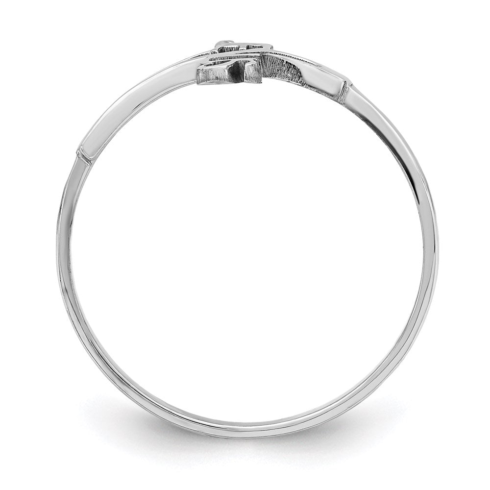 Sterling Silver Rhodium Plated Jesus Cross Ring