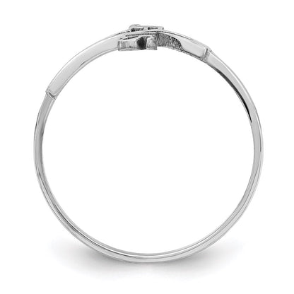 Sterling Silver Rhodium Plated Jesus Cross Ring