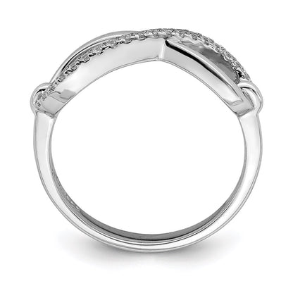 Sterling Silver Shimmer Rhodium Plated 20 Stone Cz Infinity Symbol Ring