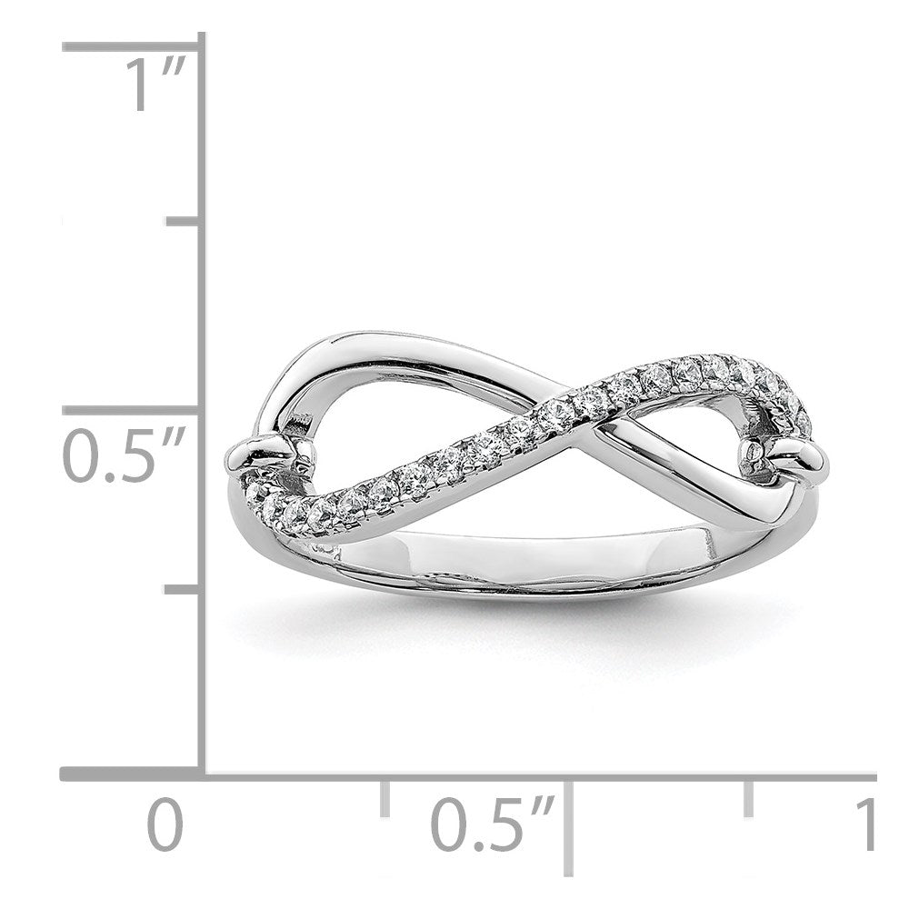 Sterling Silver Shimmer Rhodium Plated 20 Stone Cz Infinity Symbol Ring