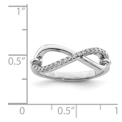 Sterling Silver Shimmer Rhodium Plated 20 Stone Cz Infinity Symbol Ring