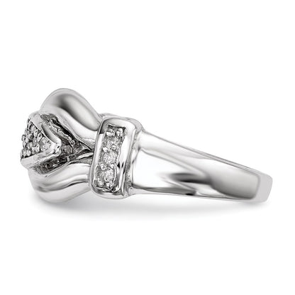Sterling Silver Rhodium Plated Polished And Textured Fancy Cz Ring