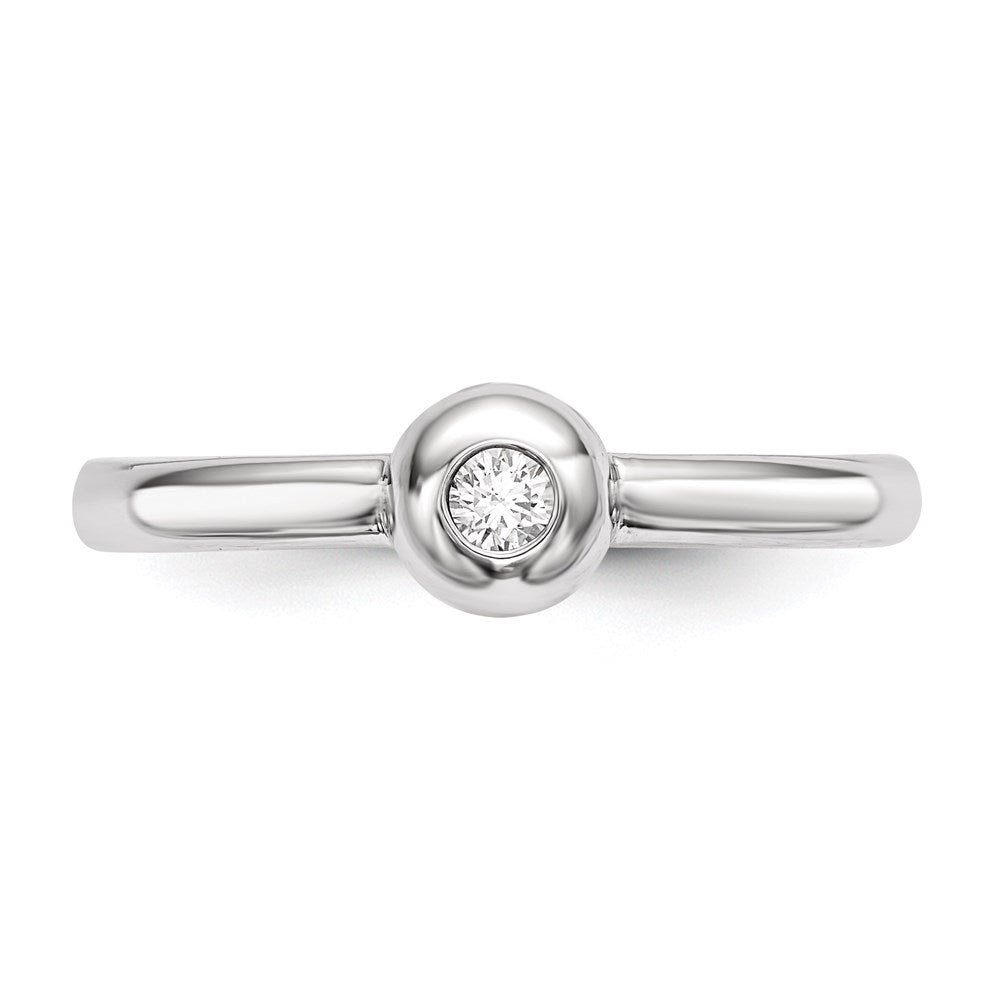 Sterling Silver Rhodium Plated Polished Cz Ring
