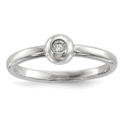 Sterling Silver Rhodium Plated Polished Cz Ring