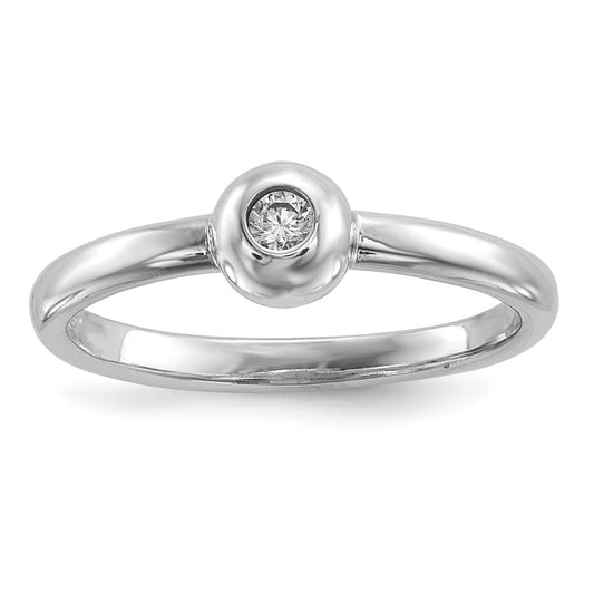 Sterling Silver Rhodium Plated Polished Cz Ring