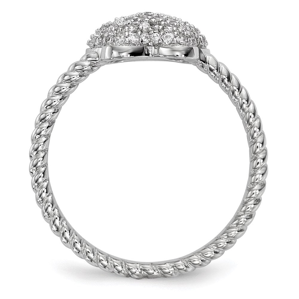 Sterling Silver Rhodium Plated Cz Butterfly Ring